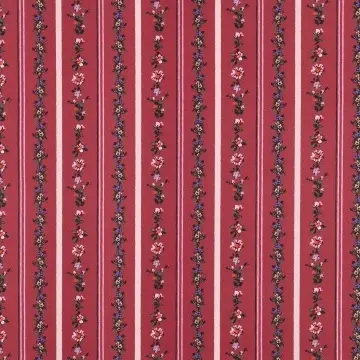 Poplin Premium Imprimat Digital Flori și Dungi - Burgundy