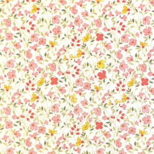 Poplin Premium Imprimat Digital Floricele - Pink & Yellow
