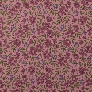 Bumbac gros imprimat cu flori - Old Pink