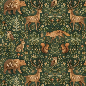 Bumbac Imprimat Digital Animale - Masevaux Fir & Brown