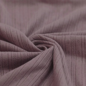 Jerse Bumbac Pointelle Stripes - Old Mauve - Img 2