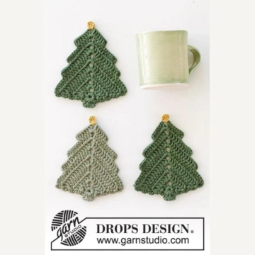 Kit DROPS Suporturi de pahar Brăduț – Christmas Tree Coasters