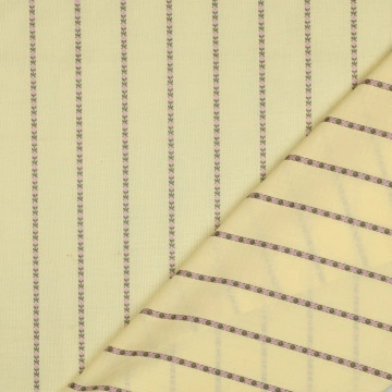 Material Bumbac Dobby Imprimat - Flower & Stripes Galben - Img 4