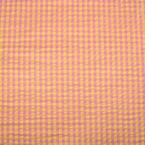 Material Bumbac gofrat Seersucker carouri Vichy - Yellow & Candy - Img 2