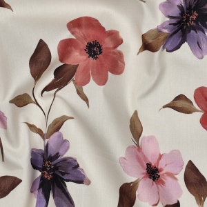 Material din Bumbac si Vascoza Imprimat - Off White Flowers - Img 2