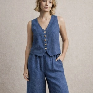 Material In Stonewashed (Slub) Albastru - Dark Jeans - Img 2