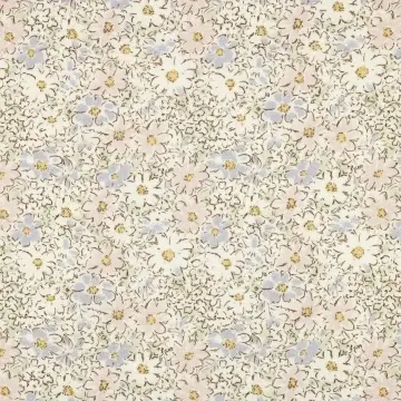 Material Muselină Imprimată Flori Mint Green, 100% bumbac