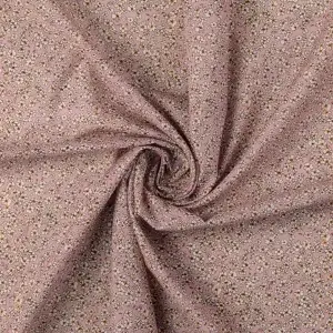 Material Voile Bumbac Flori - Old Pink