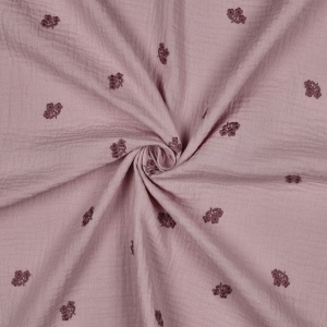 Muselină Brodata Flori - Mauve - Img 2