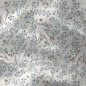 Muselina Imprimata Flori - Ecru & Blue