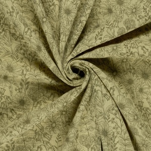 Muselină Imprimată Flori - Khaki Green - Img 3