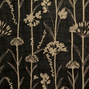 Poplin Brodat Flori de Camp - Negru