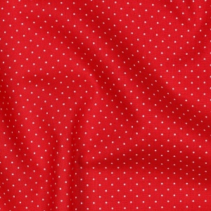 Poplin Bumbac Imprimat Buline Mici - Rosu