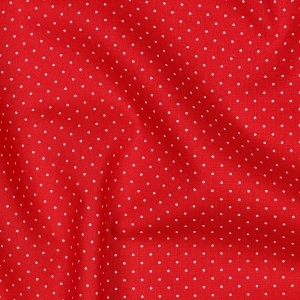 Poplin Bumbac Imprimat Buline Mici - Roșu