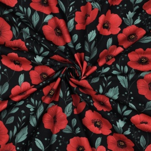 Poplin Premium Imprimat floricele- Black - Img 2