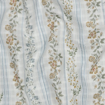 Bumbac Dobby Imprimat - Flower & Checks Alb