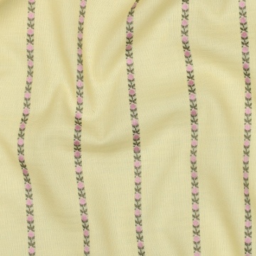 Bumbac Dobby Imprimat - Flower & Stripes Galben