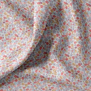 Bumbac Imprimat Flori - Blue & Pink