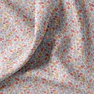 Bumbac Imprimat Flori - Blue & Pink