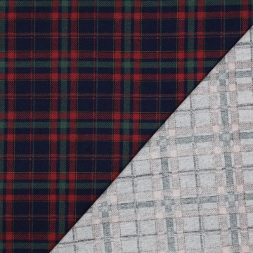 Flanel de bumbac în carouri - Navy, Roșu și Verde - Img 4