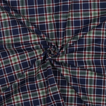 Flanel de bumbac în carouri - Navy și Alb - Img 3