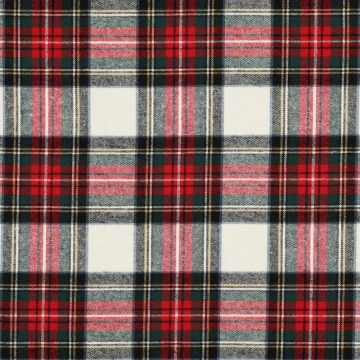 Flanel de bumbac în carouri tartan - Ecru și Roșu