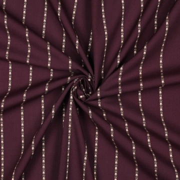 Material Bumbac Dobby Imprimat - Flower & Stripes Burgundy - Img 3