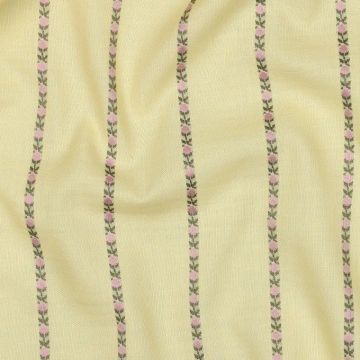Material Bumbac Jacquard Imprimat - Flower & Stripes Galben