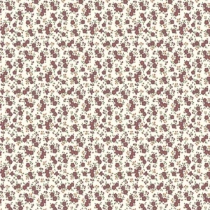 Poplin Imprimat Floricele- Capri Ecru & Grape - Img 2