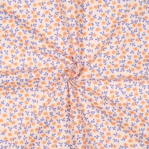 Poplin Organic Imprimat Flori - Piersica - Img 2