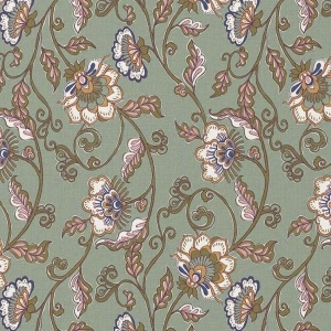 Bumbac Imprimat Flori - Kinsta Green & Bronze