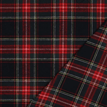 Flanel de bumbac în carouri tartan - Navy și Roșu - Img 4