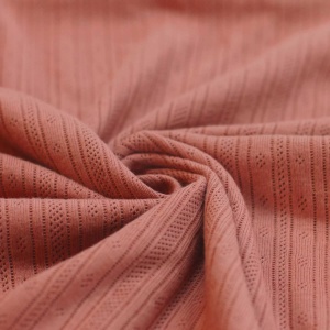 Jerse Bumbac Pointelle Stripes - Clay Pink - Img 2