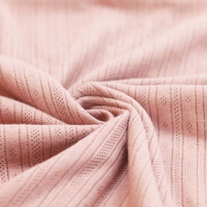 Jerse Bumbac Pointelle Stripes - Nude Pink - Img 2