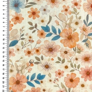 Material In și Vâscoză Imprimat - Sweet and Small Peach - Img 2