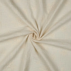 Material Muselină Brodată Floricele, 100% bumbac - Natural - Img 3