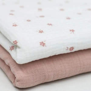 Material Muselină Imprimată Flori Ditsy, 100% bumbac - Ecru