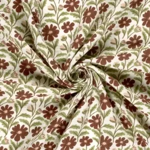 Material Muselină Imprimată Flori Mari, 100% bumbac- Off White - Img 3