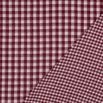 Material Muselină Yarn Dyed Dungi și Carouri, 100% bumbac - Burgundy - Img 4