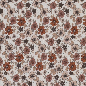 Poplin Premium Imprimat Digital Flori - Brown Autumn Flower