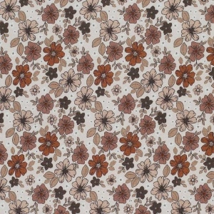 Poplin Premium Imprimat Digital Flori - Brown Autumn Flower