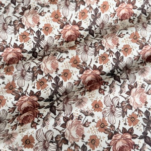Poplin Premium Imprimat Digital Flori - English Garden Cacao - Img 2