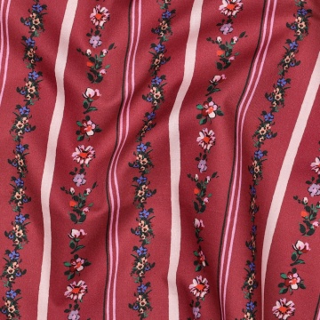 Poplin Premium Imprimat Digital Flori si Dungi - Burgundy - Img 2
