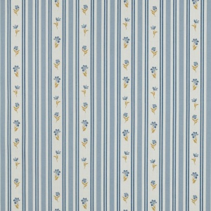 Poplin Premium Imprimat Dungi si Flori - Blue