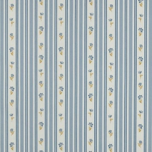 Poplin Premium Imprimat Dungi și Flori - Blue