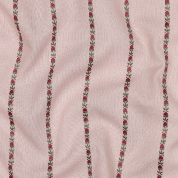 Bumbac Dobby Imprimat - Flower & Stripes Roz