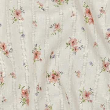 Bumbac Dobby Imprimat - Flowers Natural