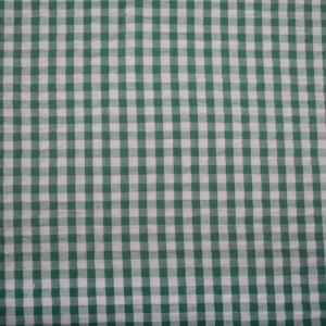 Bumbac gofrat Seersucker carouri Vichy - Off-White & Green
