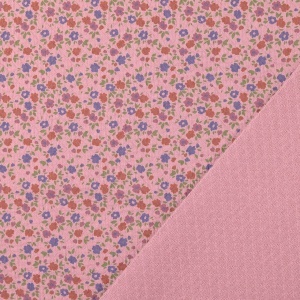 Bumbac gros imprimat cu floricele - Old Pink - Img 3