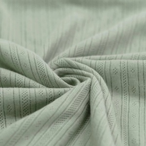 Jerse Bumbac Pointelle Stripes - Dusty Green - Img 2